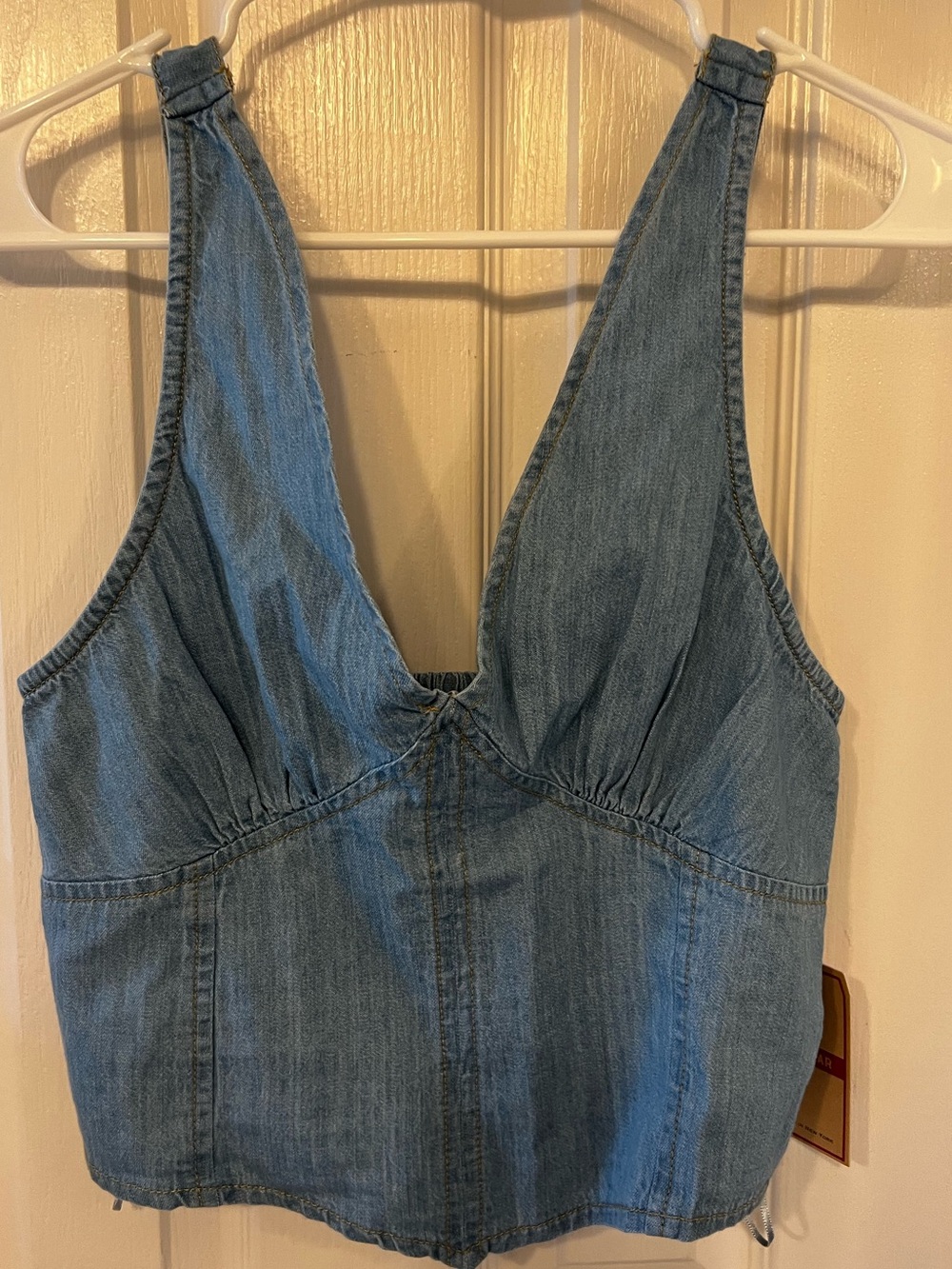 NWT Lone Star Denim Corset Top with Smocked Back, Size M